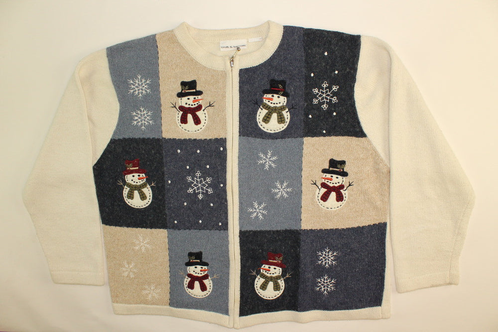Patchwork Frosty- Large Christmas Sweater