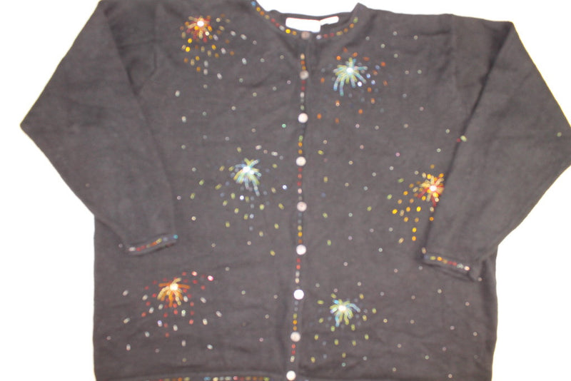 New Years Eve Medium Vintage Ugly Sweater Black #341 shops